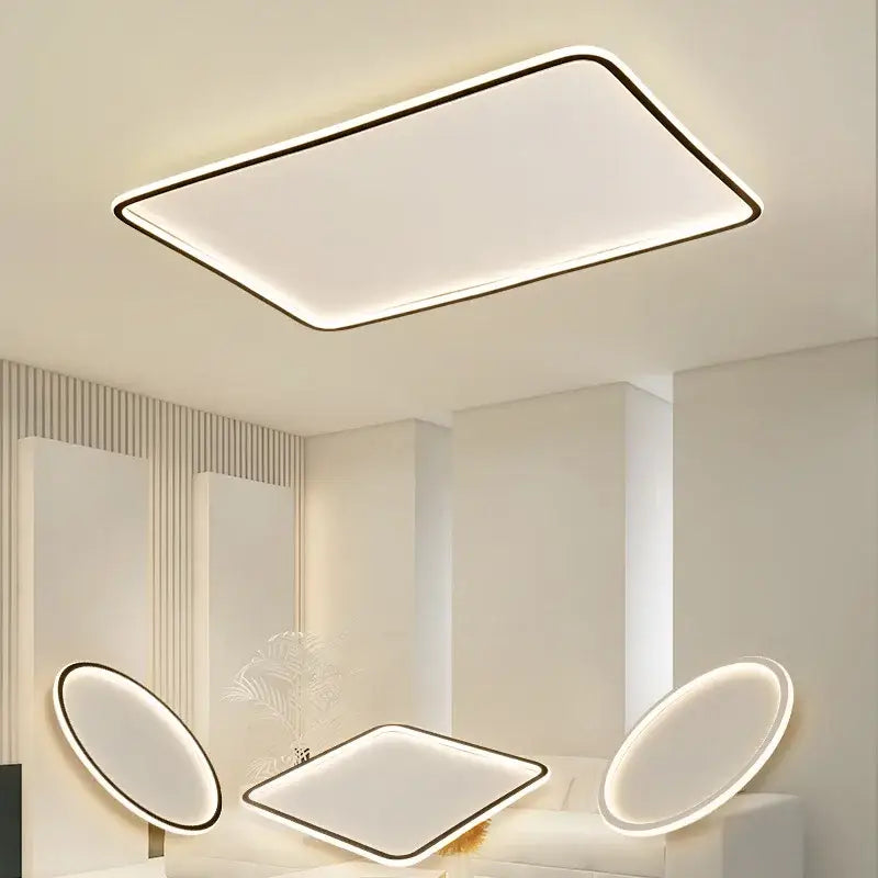 Modern black rectangular decorbites led ceiling lamp with sleek frame and soft white dimmable light for living room decor