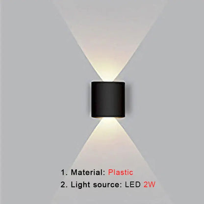 Modern black cylindrical plastic wall lamp with led light source for living room decorbites led wall ambient lighting