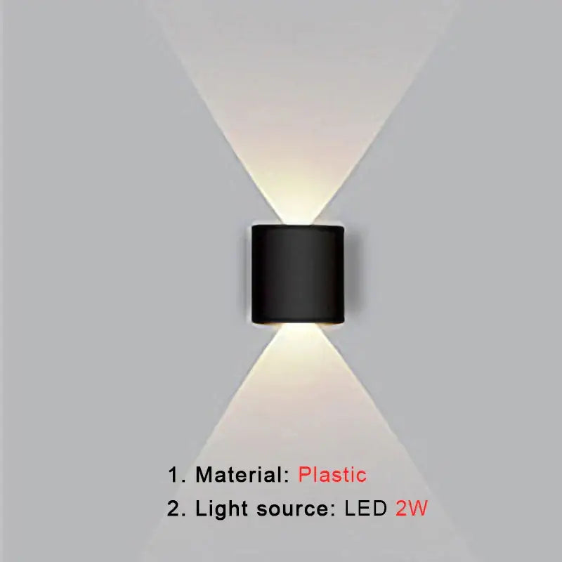 Modern black cylindrical plastic wall lamp with led light source for living room decorbites led wall ambient lighting