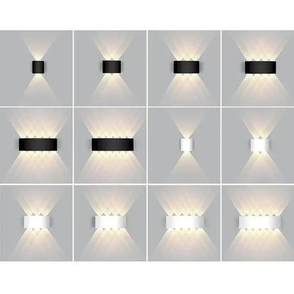 Modern black and white led wall lamp with sleek rectangular design emitting warm ambient light for living room decorbites led wall