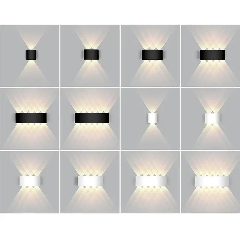 Modern black and white led wall lamp with sleek rectangular design emitting warm ambient light for living room decorbites led wall
