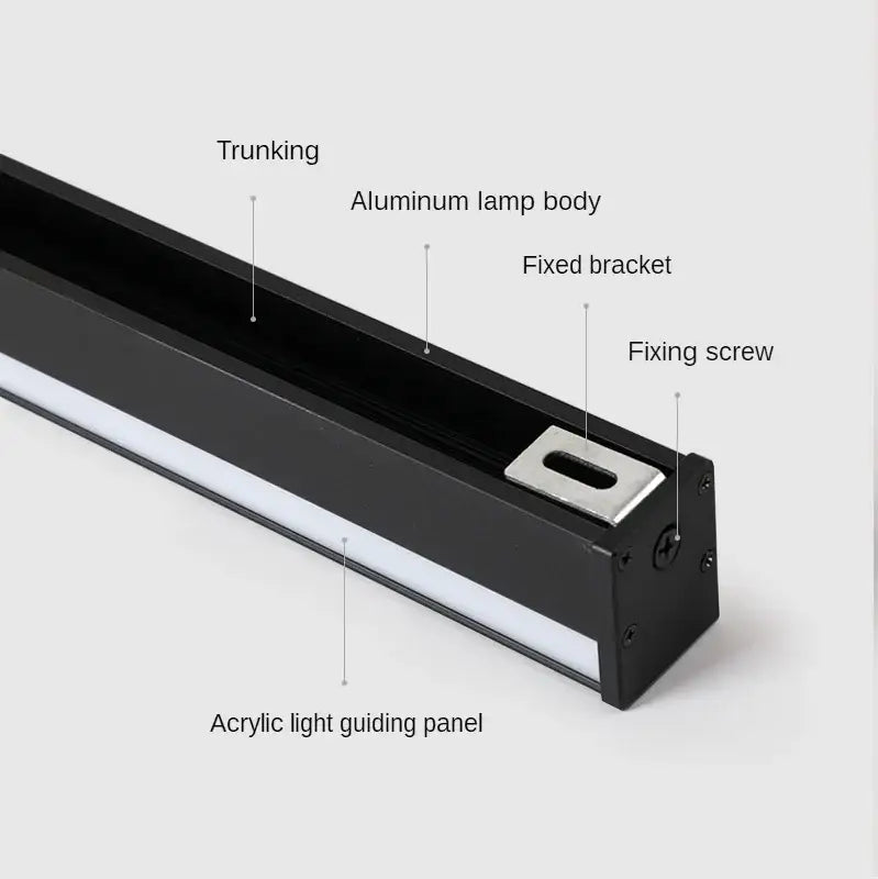 Modern black rectangular led wall lamp with aluminum led strip and translucent acrylic diffuser panel for living room sconce
