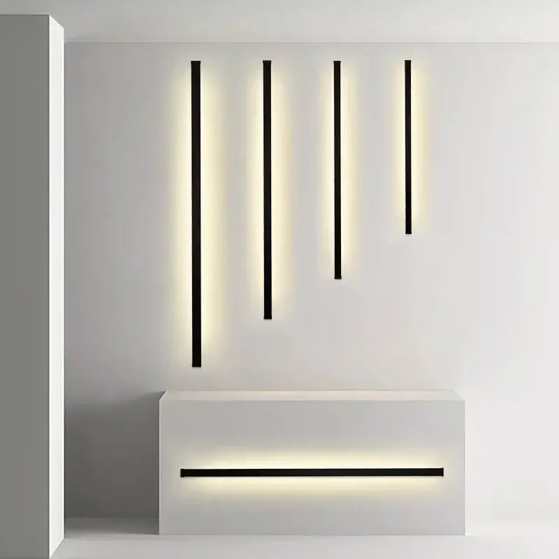 Modern black rectangular led wall lamp with warm ambient lighting designed as a living room led wall sconce
