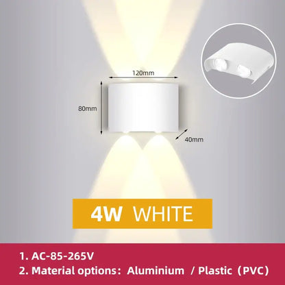 White dual-head cylindrical led wall light fixture with angled beams for modern garden or living room decorbites led wall use