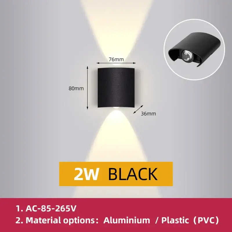 Modern black rectangular led wall light with adjustable beam angle for garden or living room decorbites led wall use