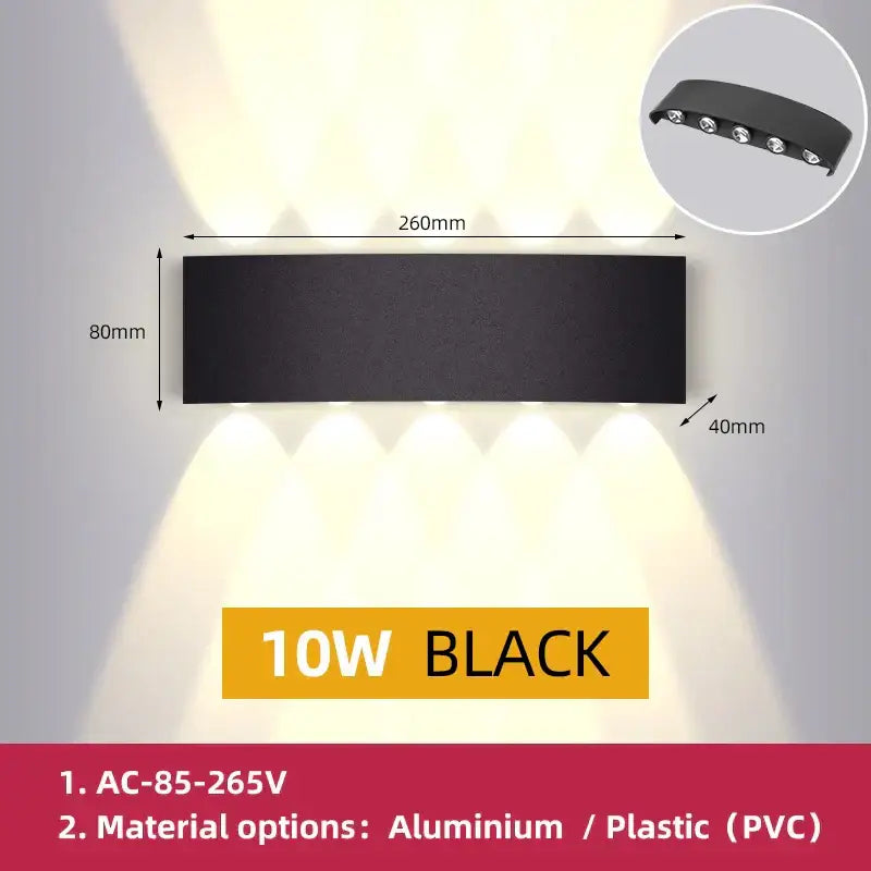Modern black rectangular led wall light with five adjustable spotlights for garden or living room decorbites led wall lighting