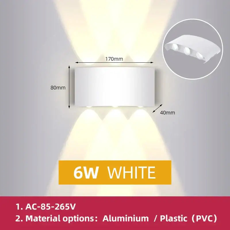 Modern white rectangular led wall light with three integrated bulbs in aluminum or pvc for decorbites led wall use