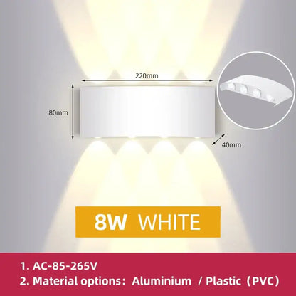 White rectangular wall light with three downward led beams in aluminum or pvc for modern decorbites led wall light use