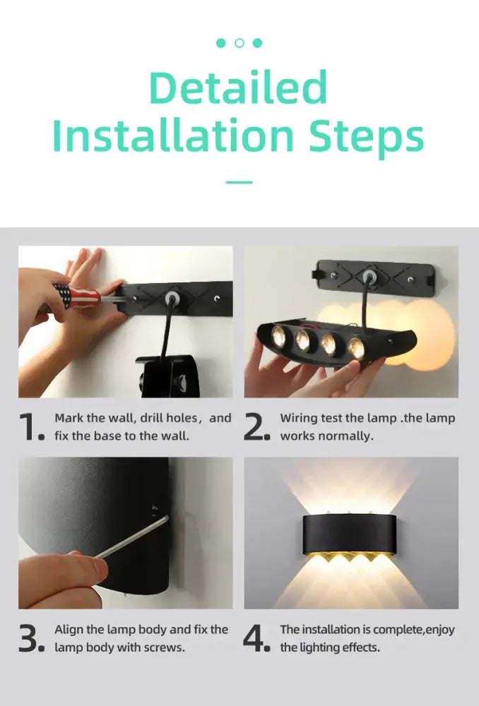 Modern black rectangular led wall light with four circular lights for garden or living room decorbites led wall decor