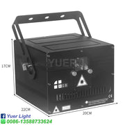 Modern black rgb animation laser light with handle and ventilation slots designed as a light dj scanner for clubs