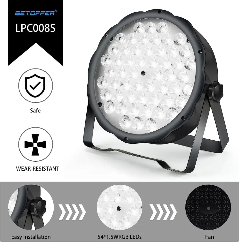 Modern black rgb led stage lights by decorbites big dipper with 54 rgb leds and built-in fan for durable performance