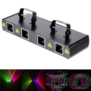 Modern black rgby dmx laser projector with four output ports and handle grips for party room lighting effects
