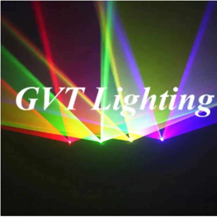 Modern black rgby dmx laser projector with vibrant rainbow beams for party room lighting featuring lens rgby dmx technology