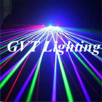 Modern black rgby dmx dmx laser projector emitting vibrant multicolored laser light beams for party room lighting