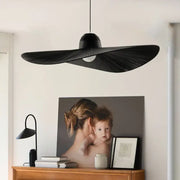 Modern black ribbed designer fabric hat pendant lamp with wide flared design for living room decorbites pendant lamp