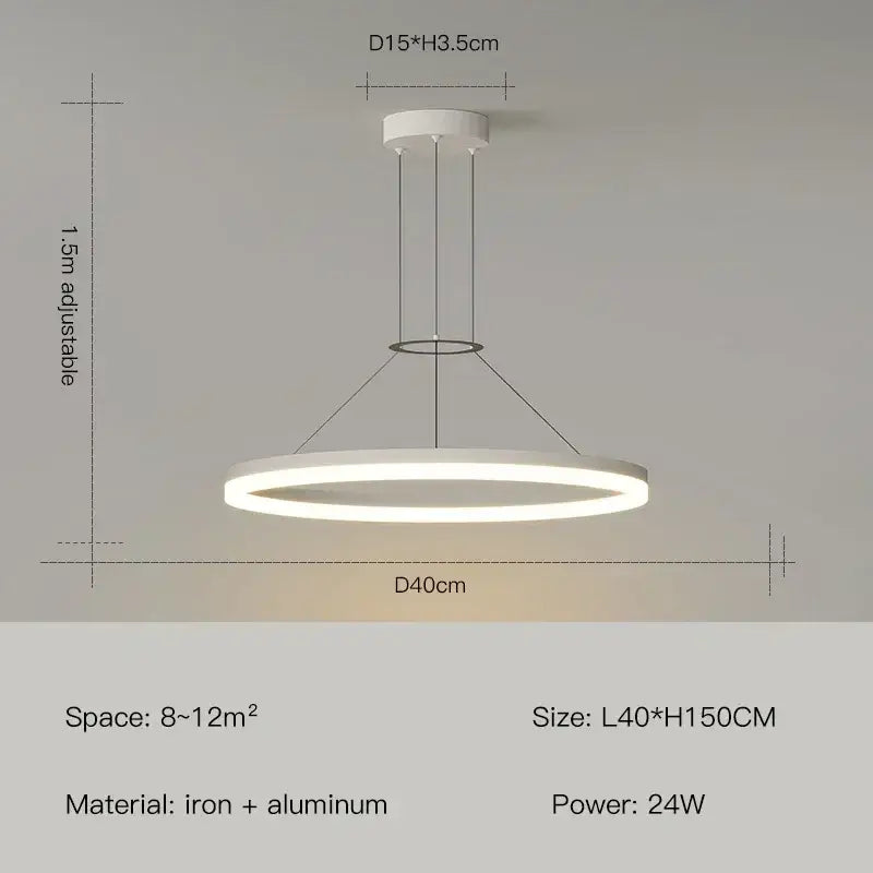 Modern white circular led ceiling light with sleek iron and aluminum frame for decorbites black ring pendant chandelier