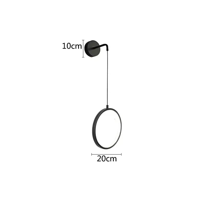 Modern black ring led wall lamp with 20cm diameter circular pendant light for sleek bedroom decorbites black ring design