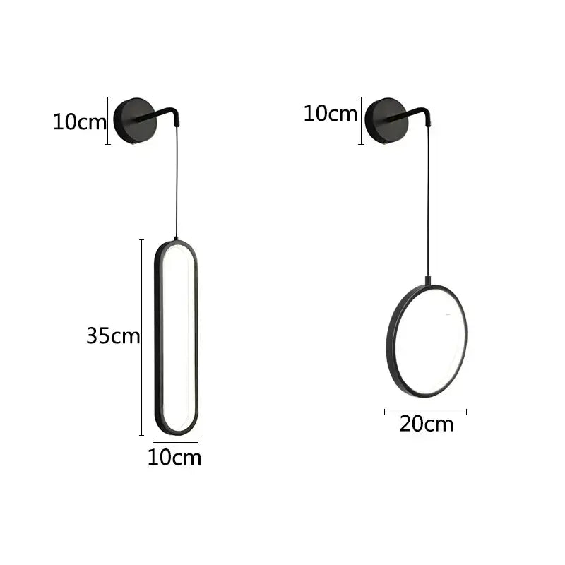 Modern black ring led wall lamp featuring sleek black-framed oval and circular sconces for bedroom decorbites black ring