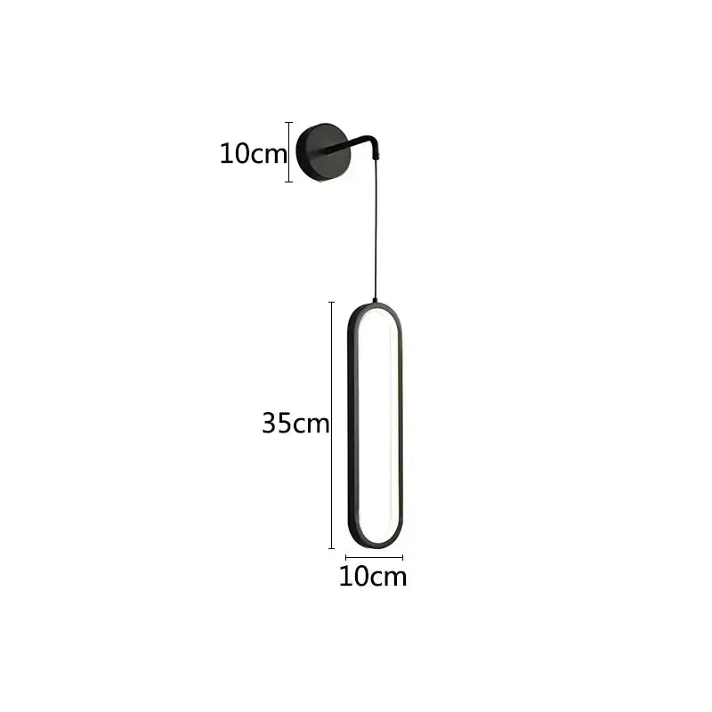 Modern black ring led wall lamp with sleek elongated oval design and slim frame for bedroom decorbites black ring lighting