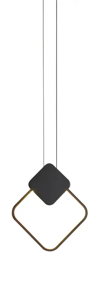 Modern black ring pendant lamp with gold geometric minimalist square frame design dimmable led light for bedroom decorbites black ring