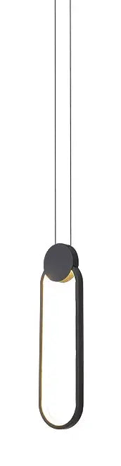 Modern black ring pendant lamp with minimalist elongated oval frame and subtle gold accent by decorbites black ring pendant