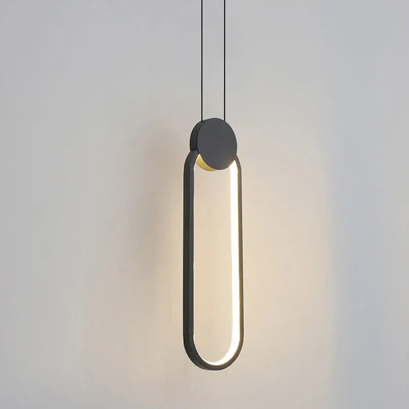 Modern black ring pendant lamp with sleek elongated oval design and warm dimmable led light for bedroom decorbites black ring