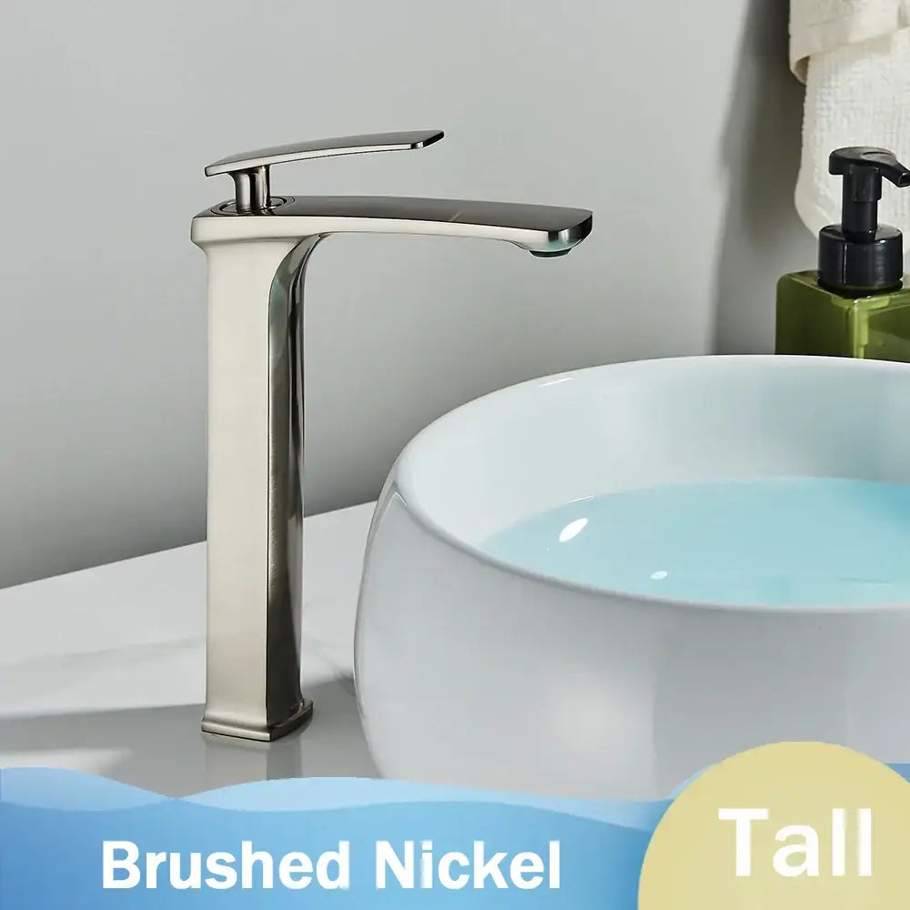Modern black and rose gold basin faucet with brushed nickel tall spout from decorbites black rose collection for bathroom sink