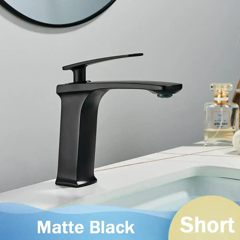 Matte black basin faucet with modern minimalist design in decorbites black rose and rose gold for bathroom sink mixer tap