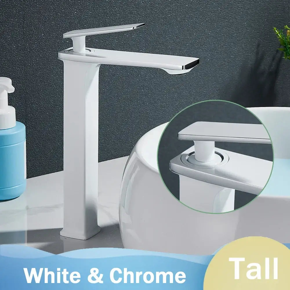 Modern black and rose gold basin faucet featuring a white and chrome tall design for bathroom decorbites black rose use
