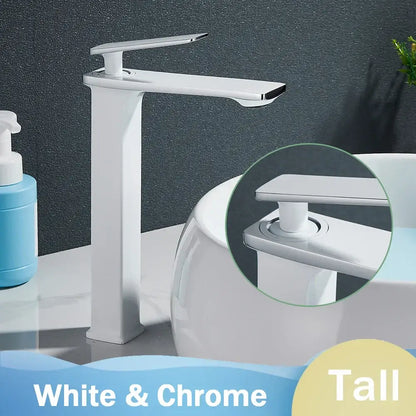 Modern black and rose gold basin faucet featuring a white and chrome tall design for bathroom decorbites black rose use