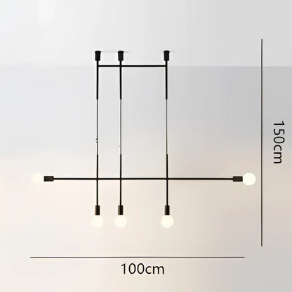 Modern black rose gold minimalist pendant light with four spherical white bulbs for dining room decorbites black rose