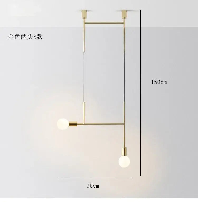 Modern black rose gold minimalist pendant light with gold spherical bulbs and geometric frame for dining room decorbites black rose
