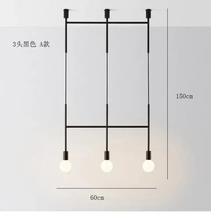 Modern black and rose gold minimalist pendant light with three spherical bulbs in geometric metal frame for dining room decorbites black rose gold