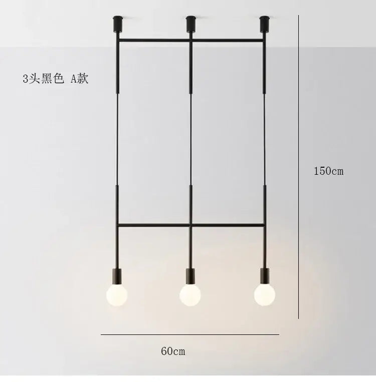 Modern black and rose gold minimalist pendant light with three spherical bulbs in geometric metal frame for dining room decorbites black rose gold
