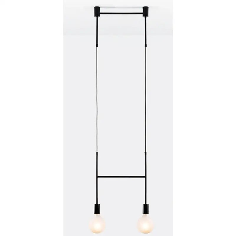 Modern black rose gold metal ladder-style pendant light with two exposed bulbs ideal for dining room decorbites black rose