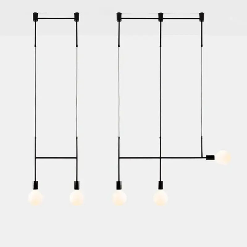 Modern black rose gold minimalist pendant light with spherical frosted glass bulbs for dining room decorbites black rose