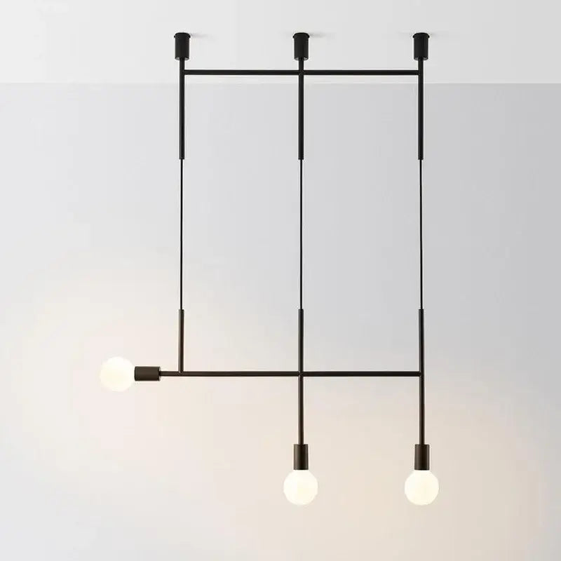 Modern black and rose gold minimalist pendant light with three exposed bulbs for dining room decorbites black rose gold