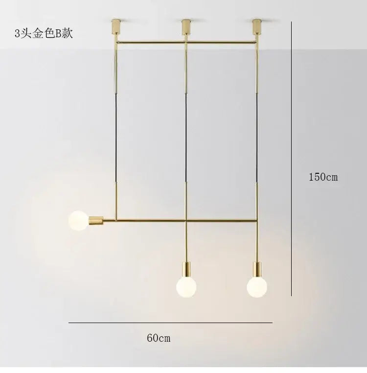 Modern black and rose gold minimalist pendant light with gold-toned geometric frame and three spherical bulbs for dining room decorbites black rose gold