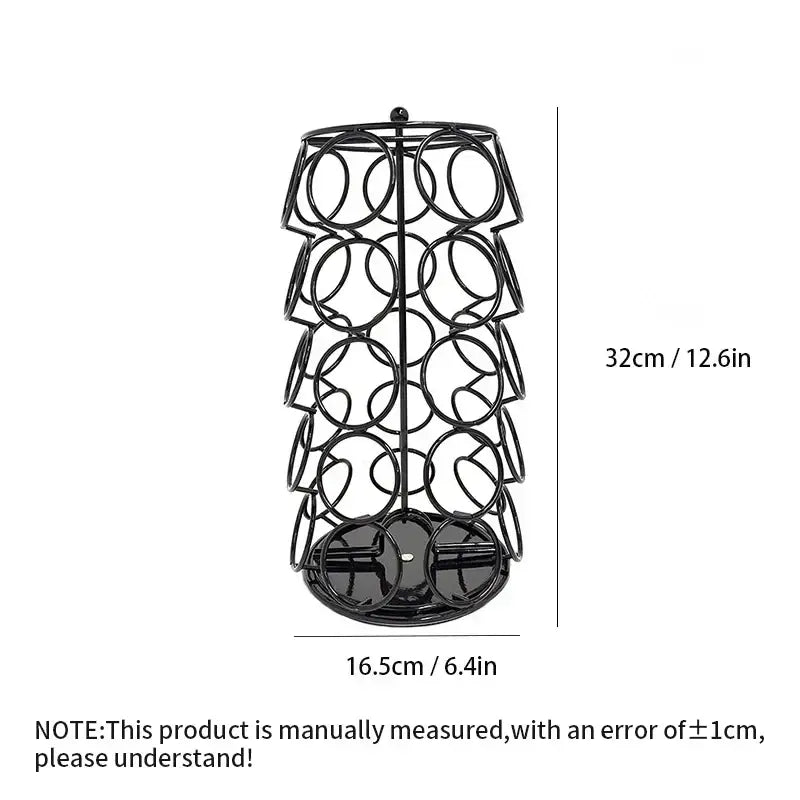 Modern black rotatable dolce gusto capsule rack with circular wire loops and flat base for kitchen storage decorbites dolce gusto