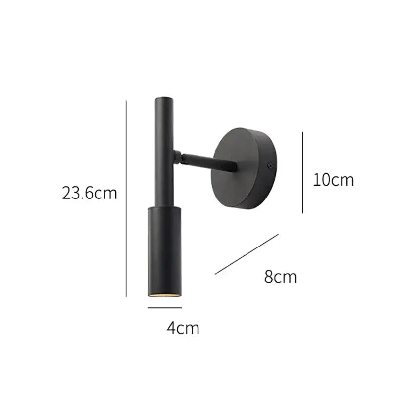Modern black matte wall lamp with cylindrical design and adjustable arm featuring rotatable led wall lamp spotlight