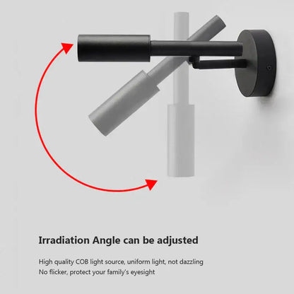 Modern black matte-finished led wall lamp with two articulated adjustable arms for bedroom reading spotlight use