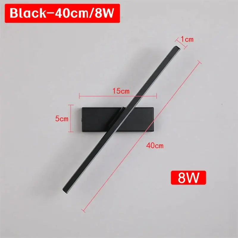 Modern black rotatable led wall sconce with sleek rectangular design and minimalist finish for bedroom decorbites led wall use