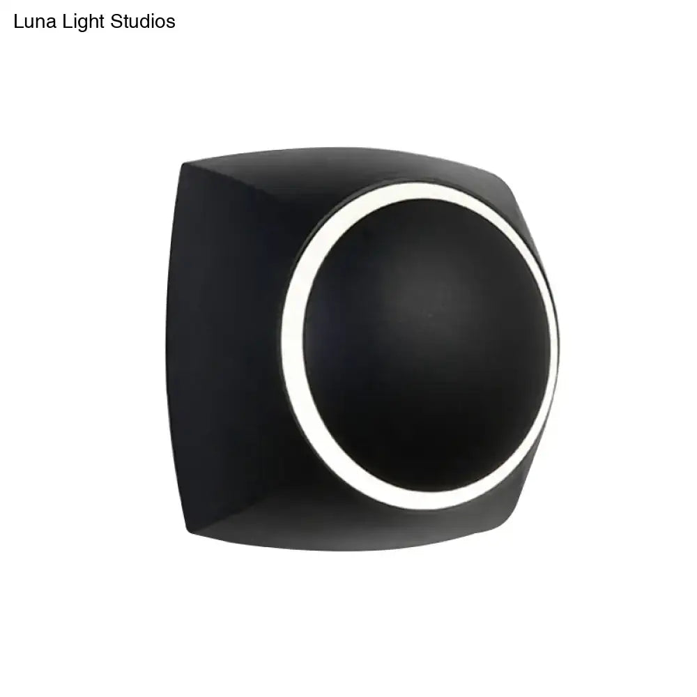 Modern black rotatable wall sconce with circular white led ring designed for bedroom light fixture use