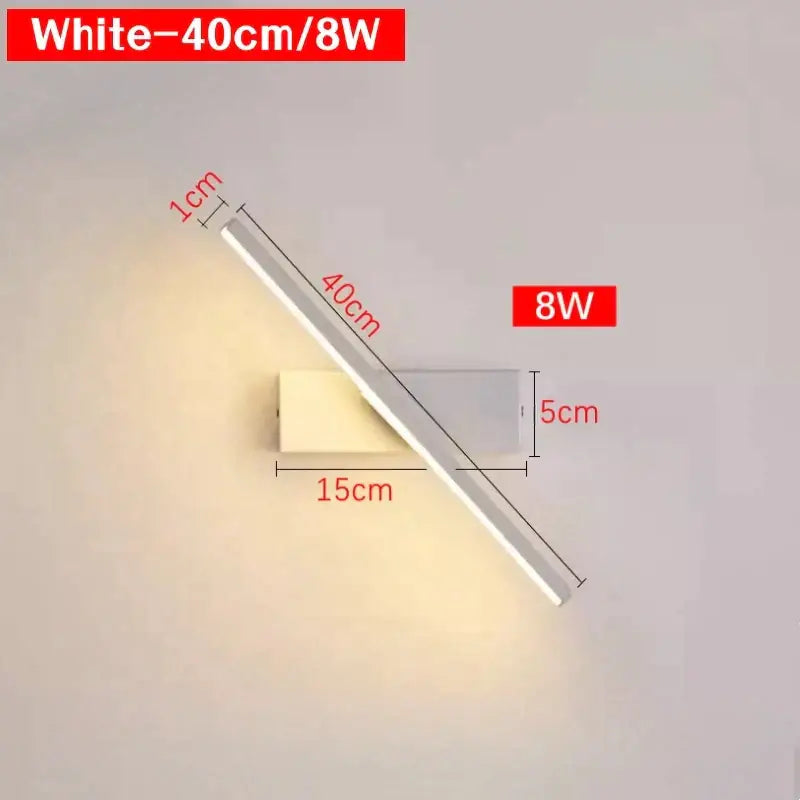 White sleek 40cm modern rectangular led wall sconce with minimalist finish for bedroom decorbites led wall lighting