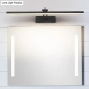 Modern black rotatable vanity wall sconce led light with sleek rectangular design and integrated brightness control
