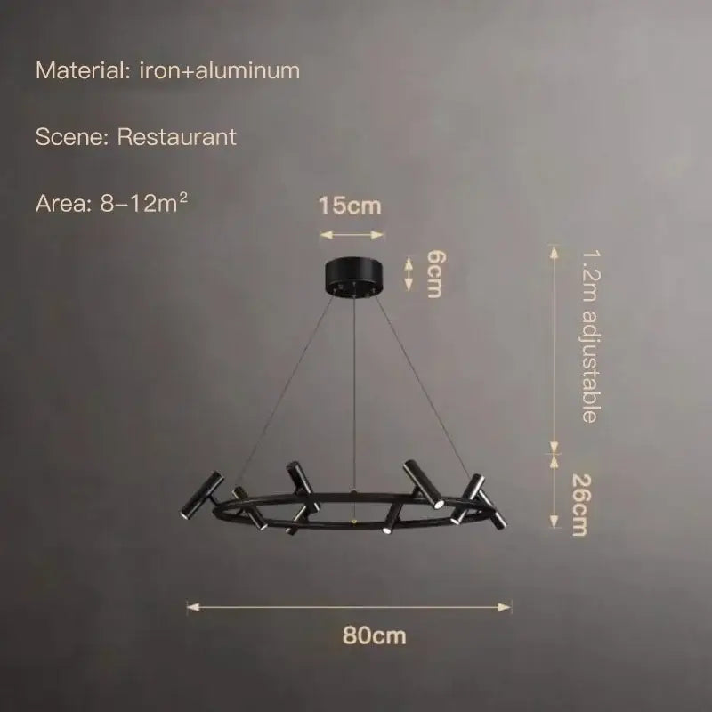 Modern black round ring chandelier living room pendant light with adjustable led lights made of iron and aluminum decorbites black round