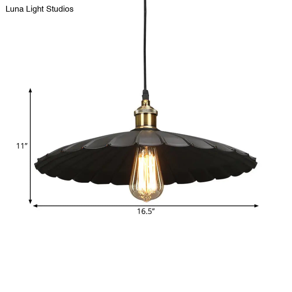 Modern Black Scalloped Metal Pendant Lamp - Hanging Ceiling Light for Warehouse and Dining Room