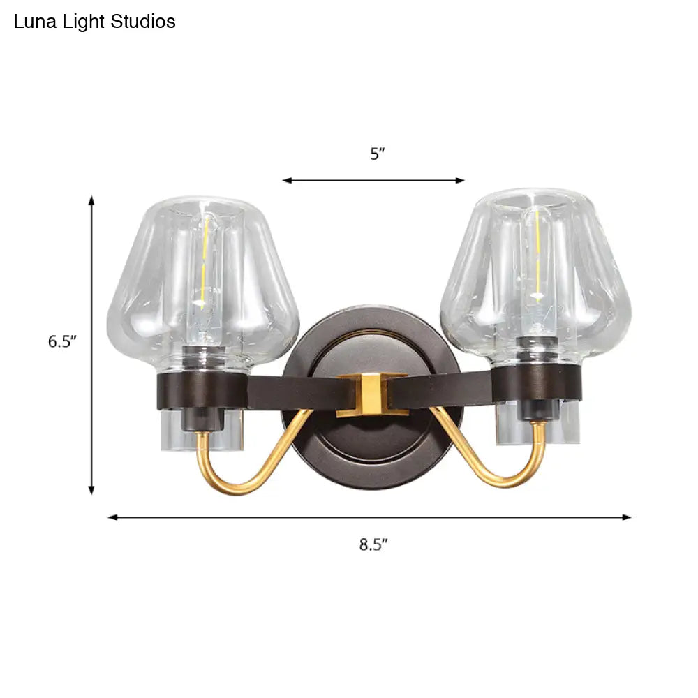 DecorBites™ DecorBites™ Modern Black Sconce Light with Clear Glass Mushroom Shade - 2-Light Wall Lamp for Bedroom