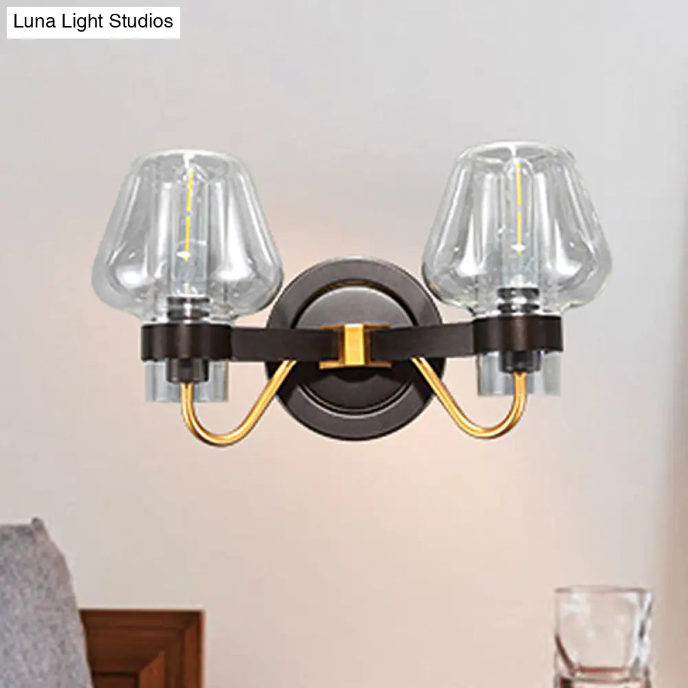 DecorBites™ DecorBites™ Modern Black Sconce Light with Clear Glass Mushroom Shade - 2-Light Wall Lamp for Bedroom