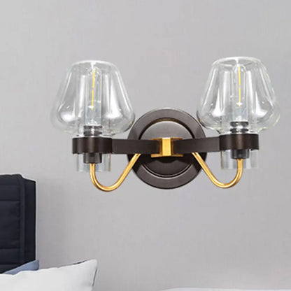 DecorBites™ DecorBites™ Modern Black Sconce Light with Clear Glass Mushroom Shade - 2-Light Wall Lamp for Bedroom